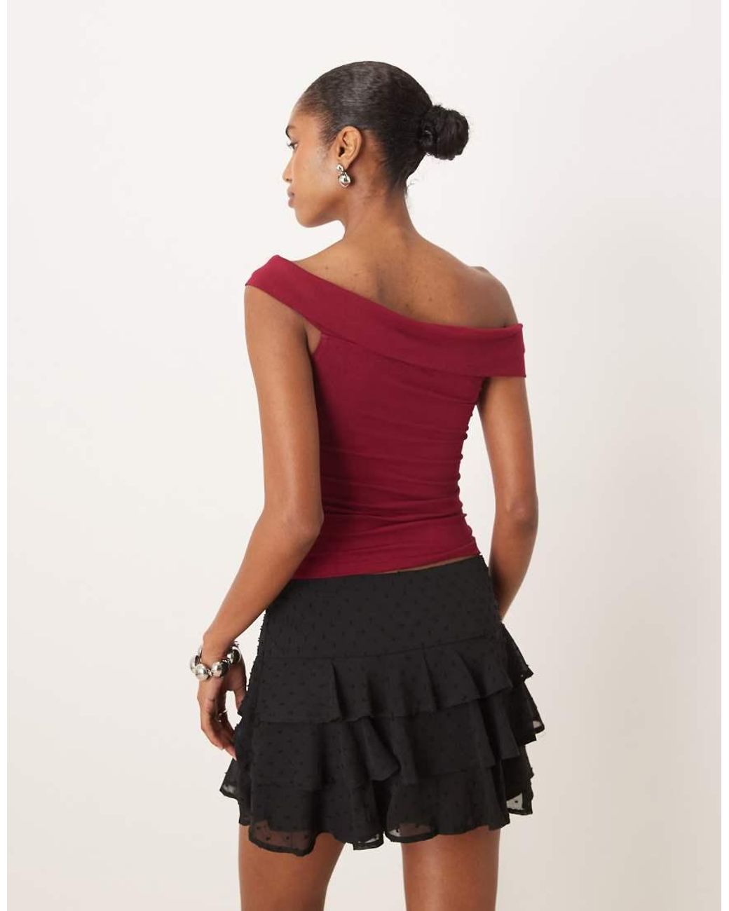 Motel Cutbe One Shoulder Twist Topin -red