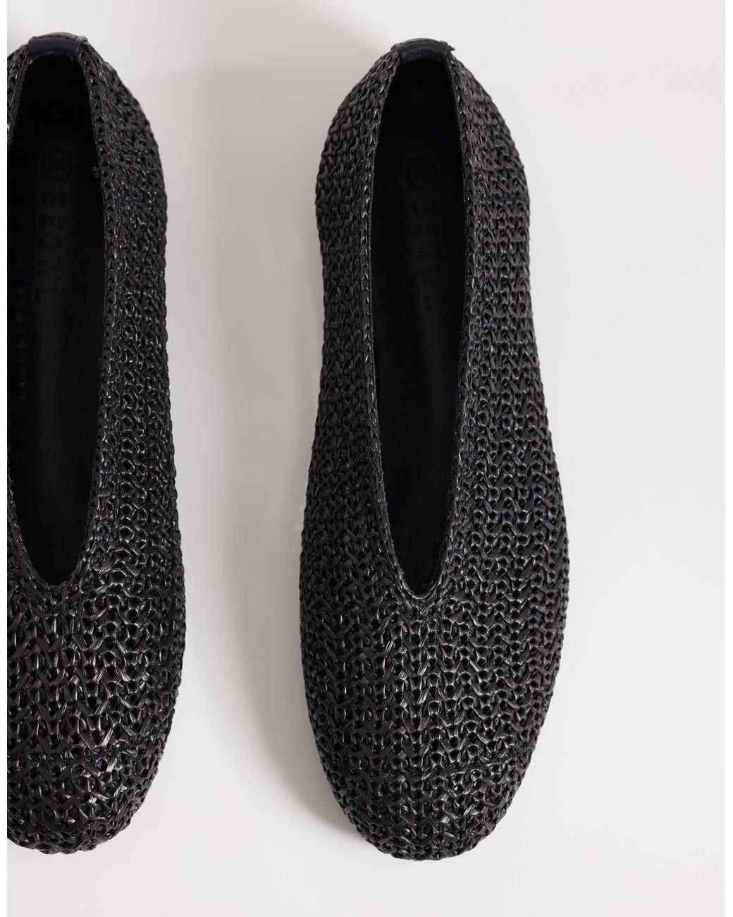 SEQWL Wide Fit Woven Ballet Flats in Black | Lyst