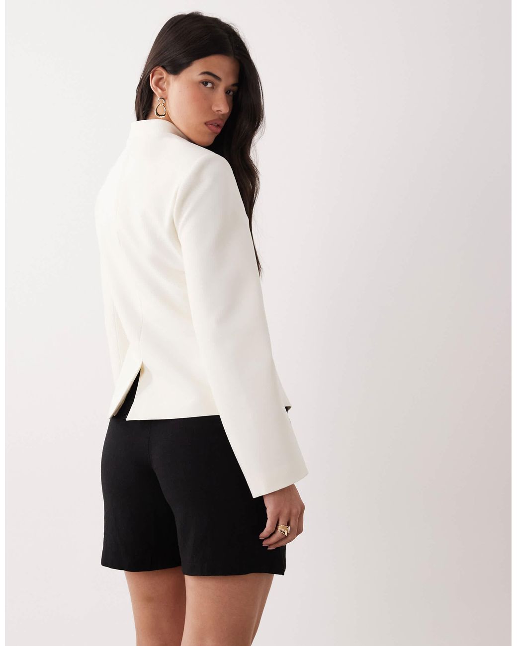 ASOS Natural Cinched Mandarin Collar Blazer