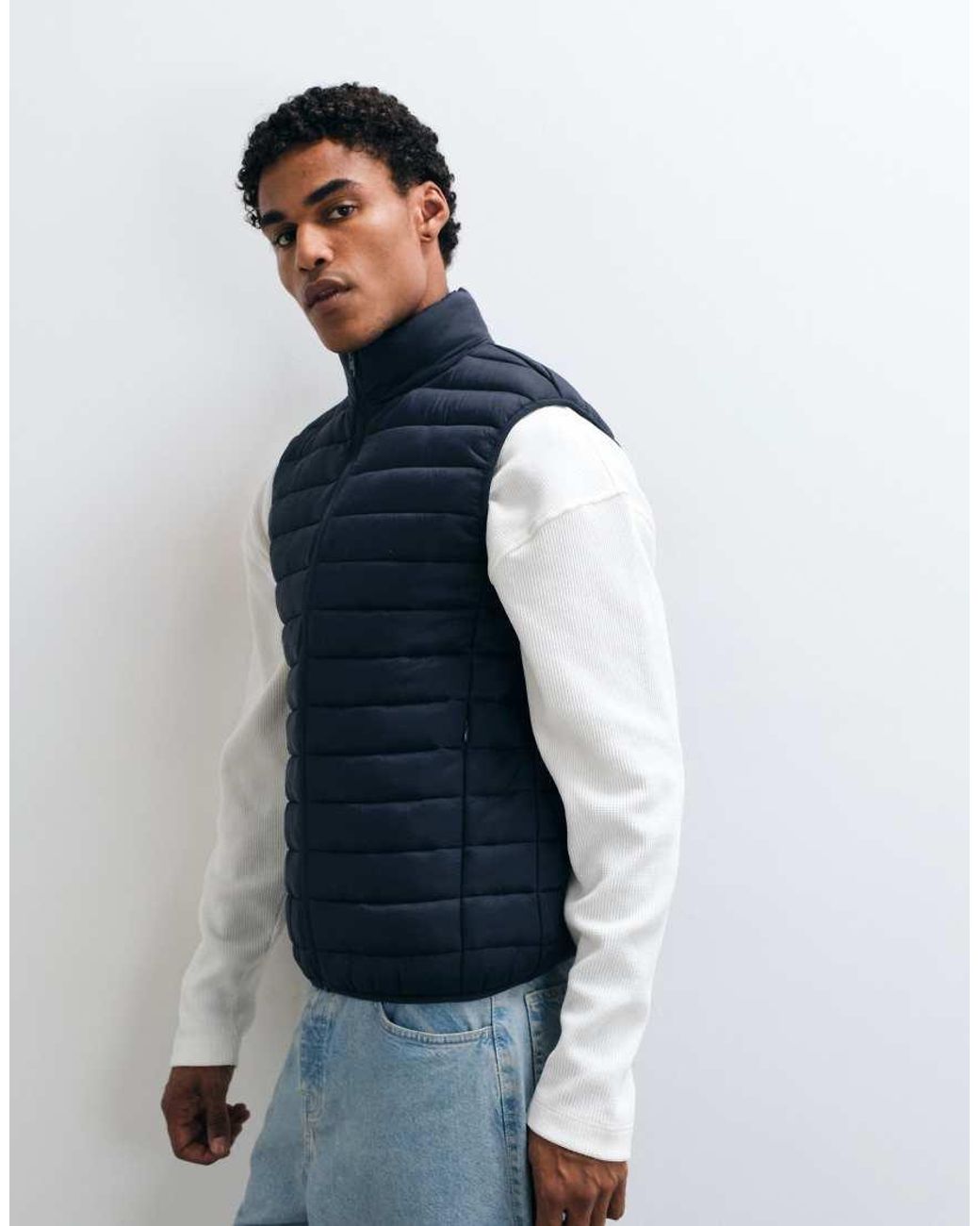 French Connection Blue Padded Lightweight Gilet for men