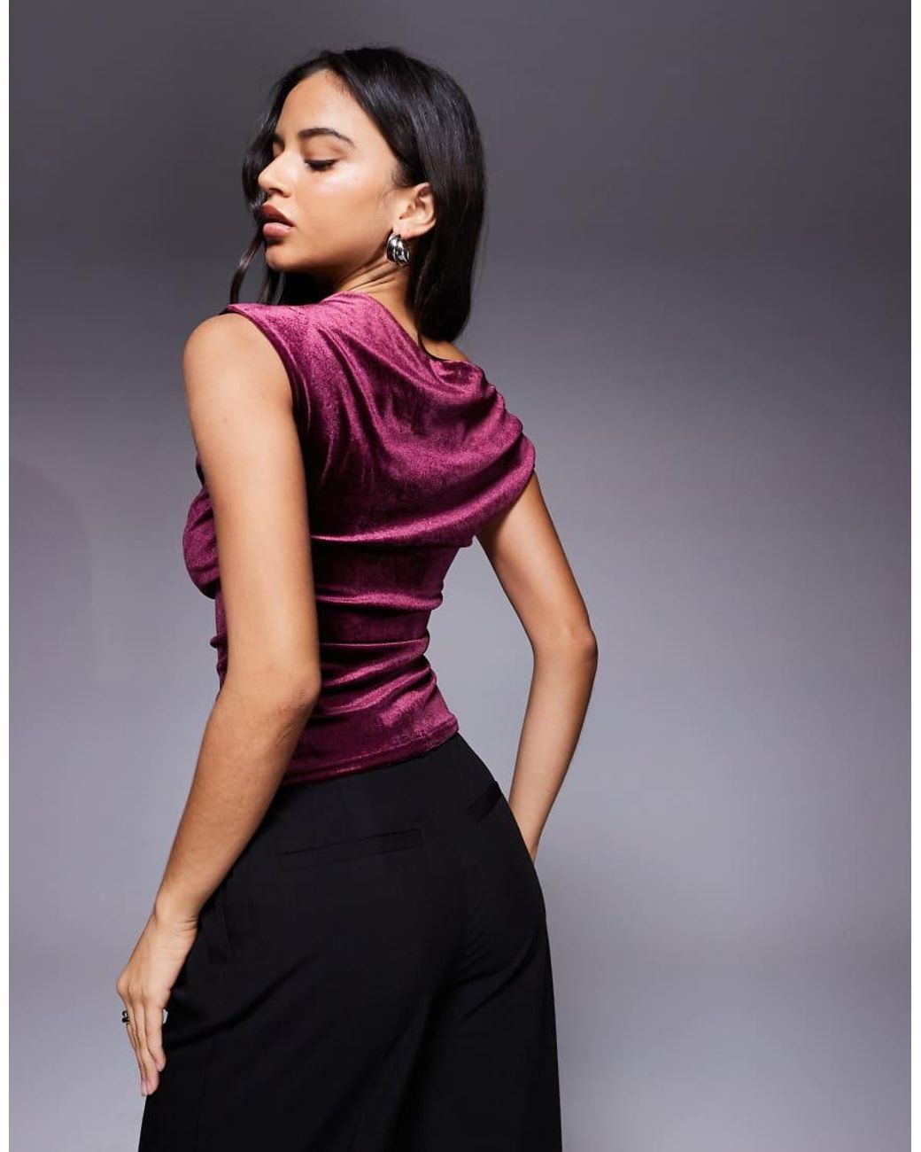 New Look Red Velvet Fallen Shoulder Top