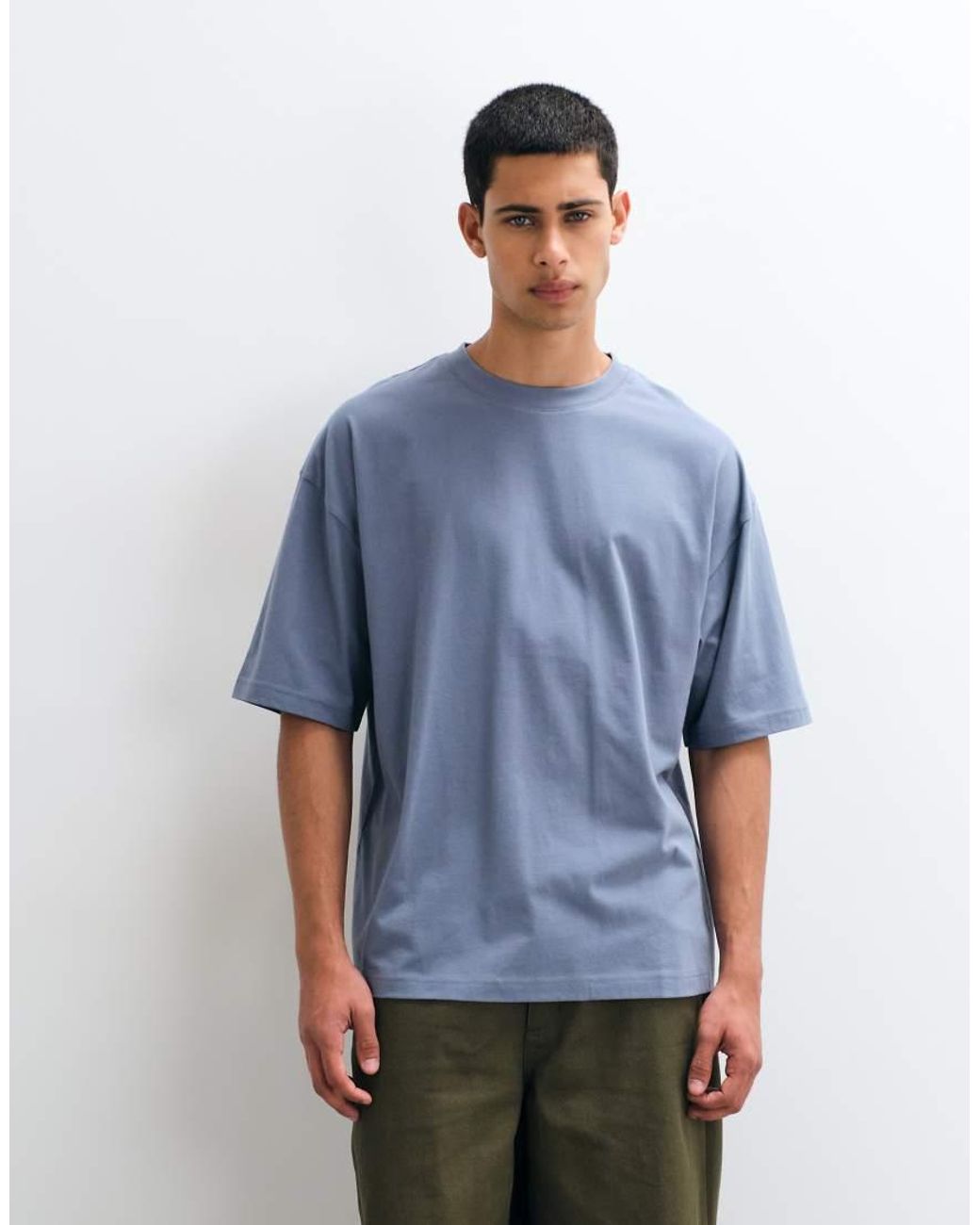 ASOS Blue Oversized T-Shirt With Text Graphic for men