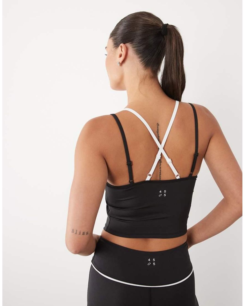 4505 Black Active Double Layer V Neck Cami With Inner Bra