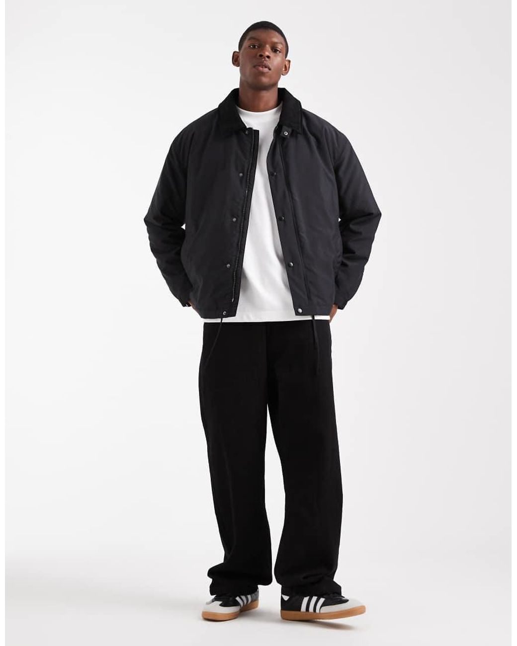 ASOS Black Harrington Jacket With Cord Collar for men