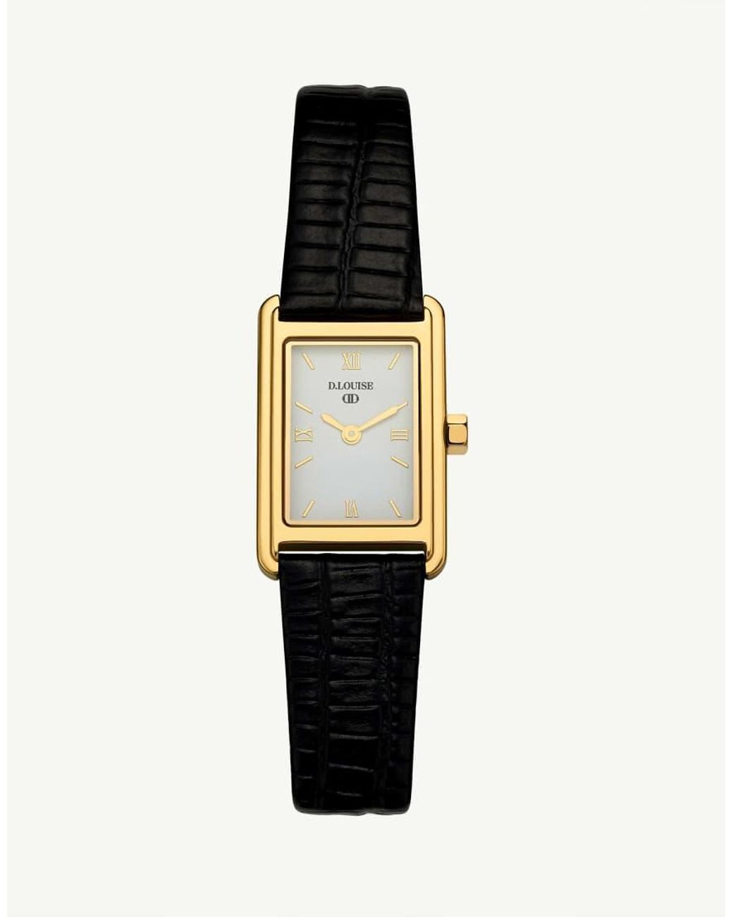 D.Louise White Waterproof Tarnish-Free Classic Leather Rectangle Watch