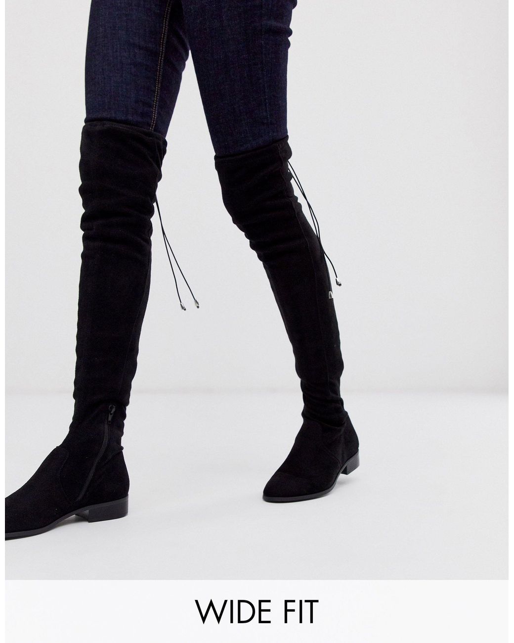 wide fit flat over the knee boots