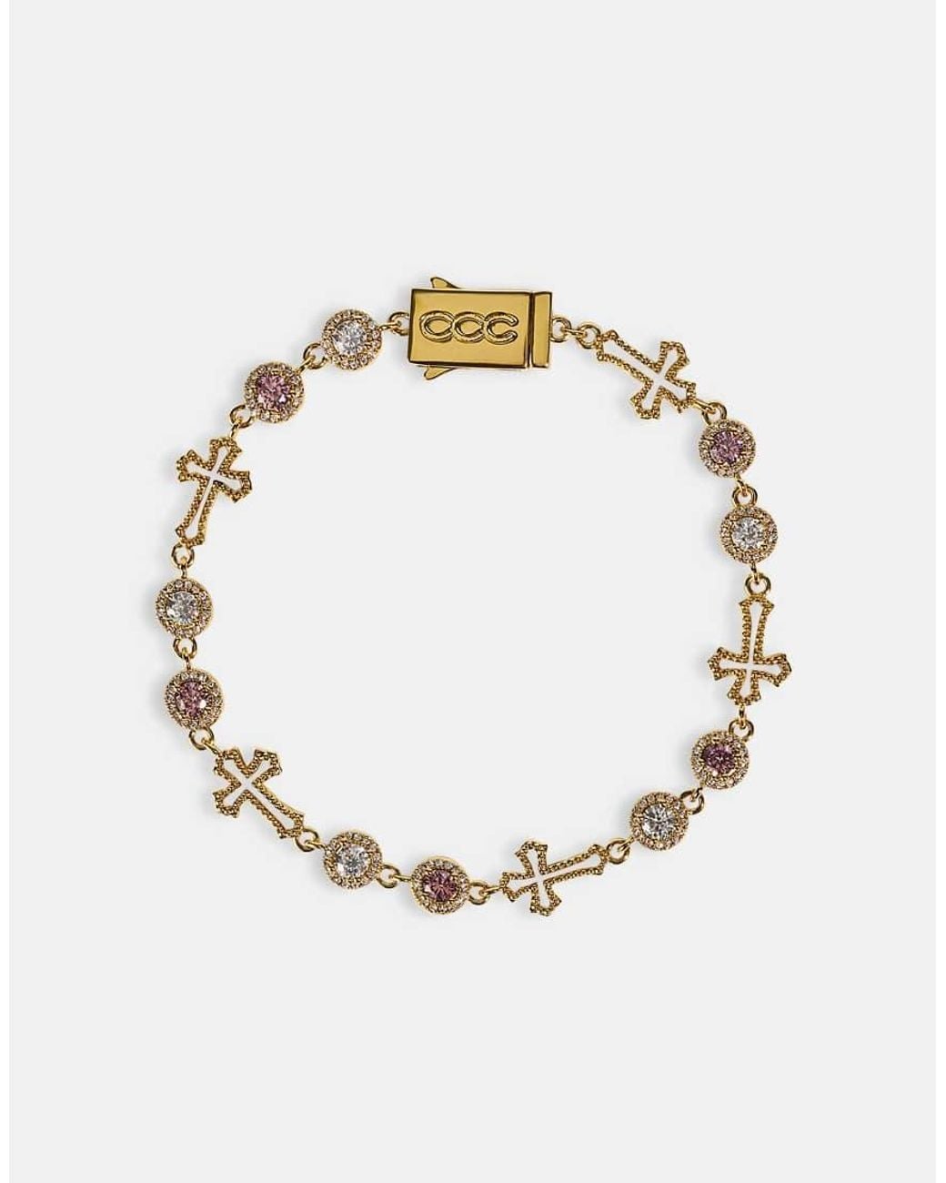 CERNUCCI Black Circle Cz & Cross Outline Multigem Bracelet