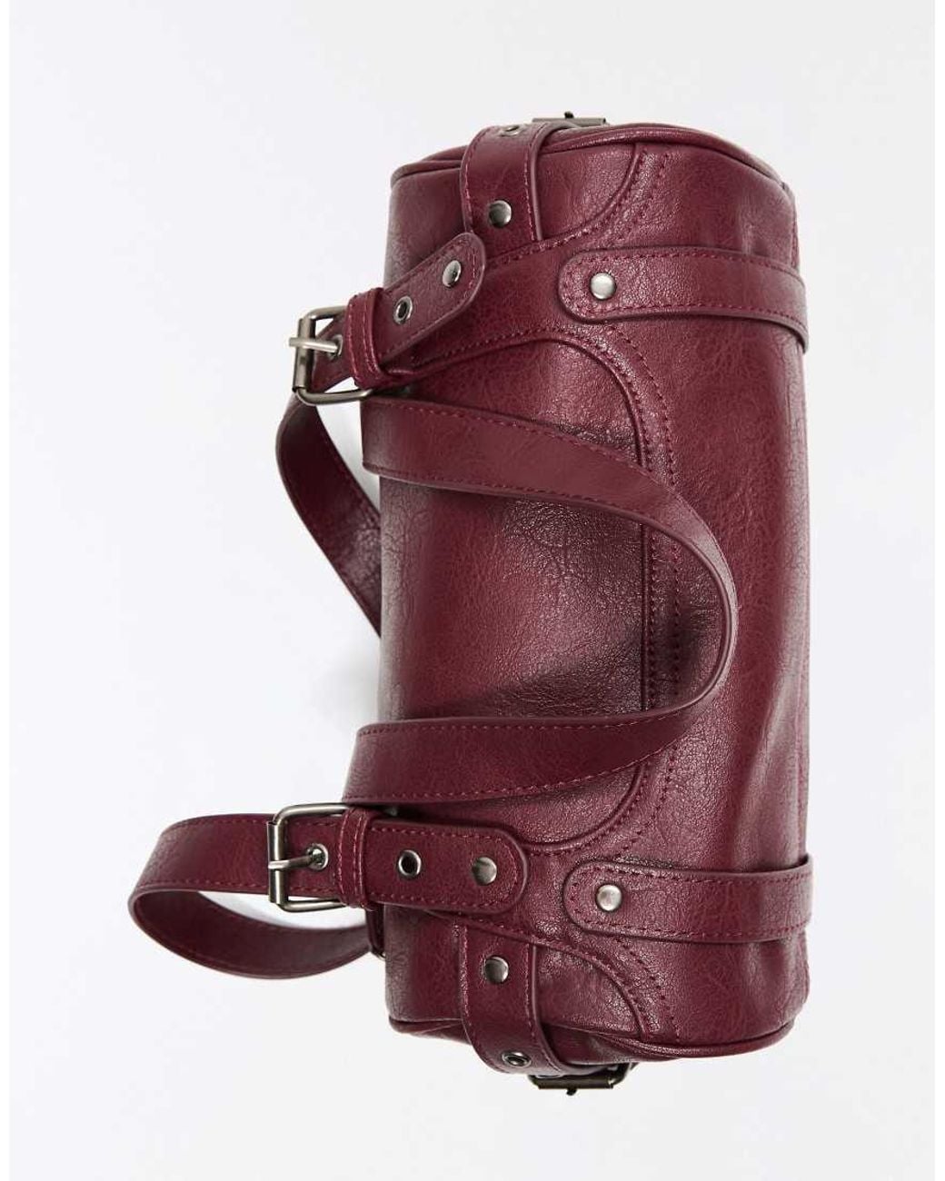 Bershka Purple Studded Barrel Bag