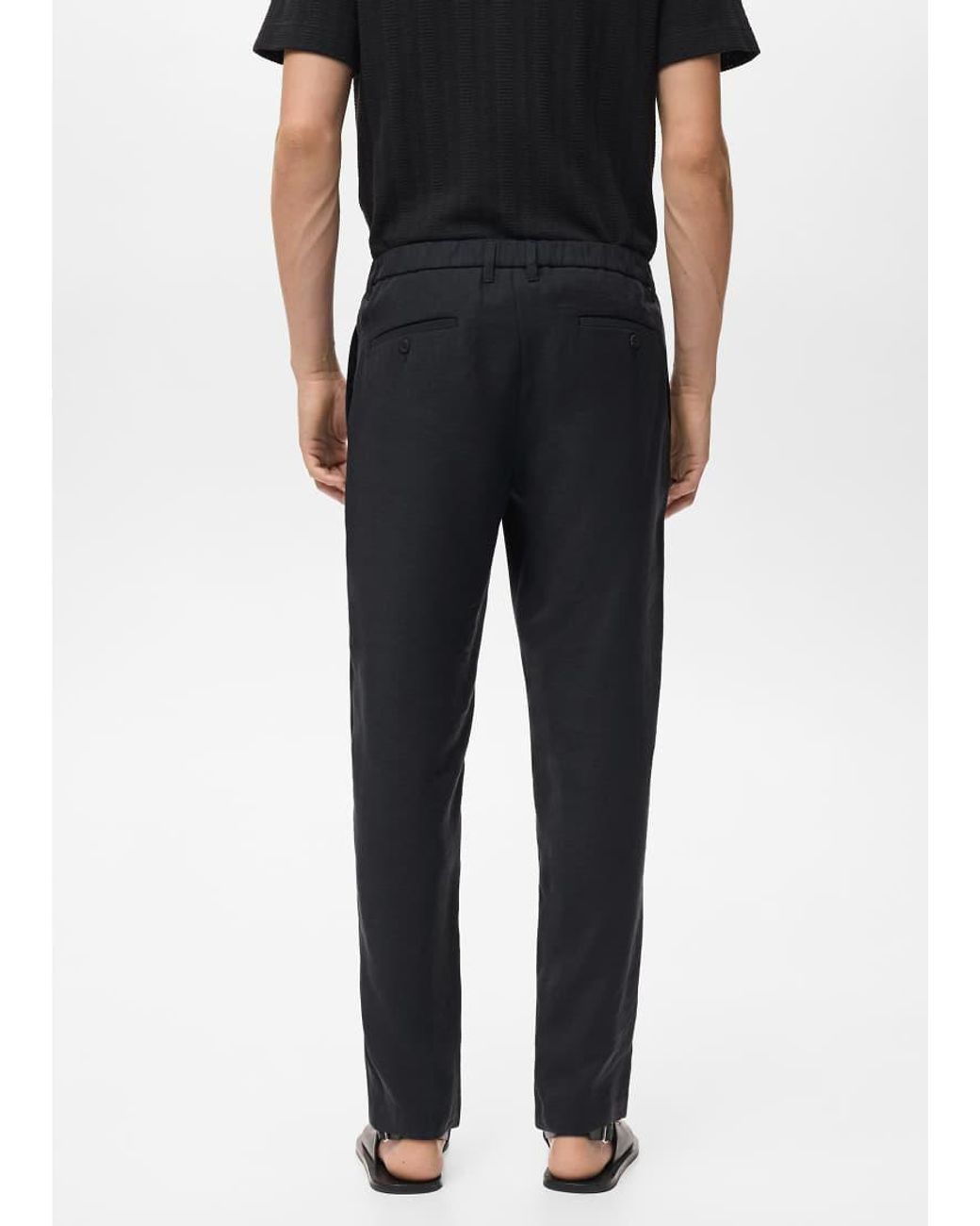 Mango Blue Tapered Elasticated Waist Trouser for men