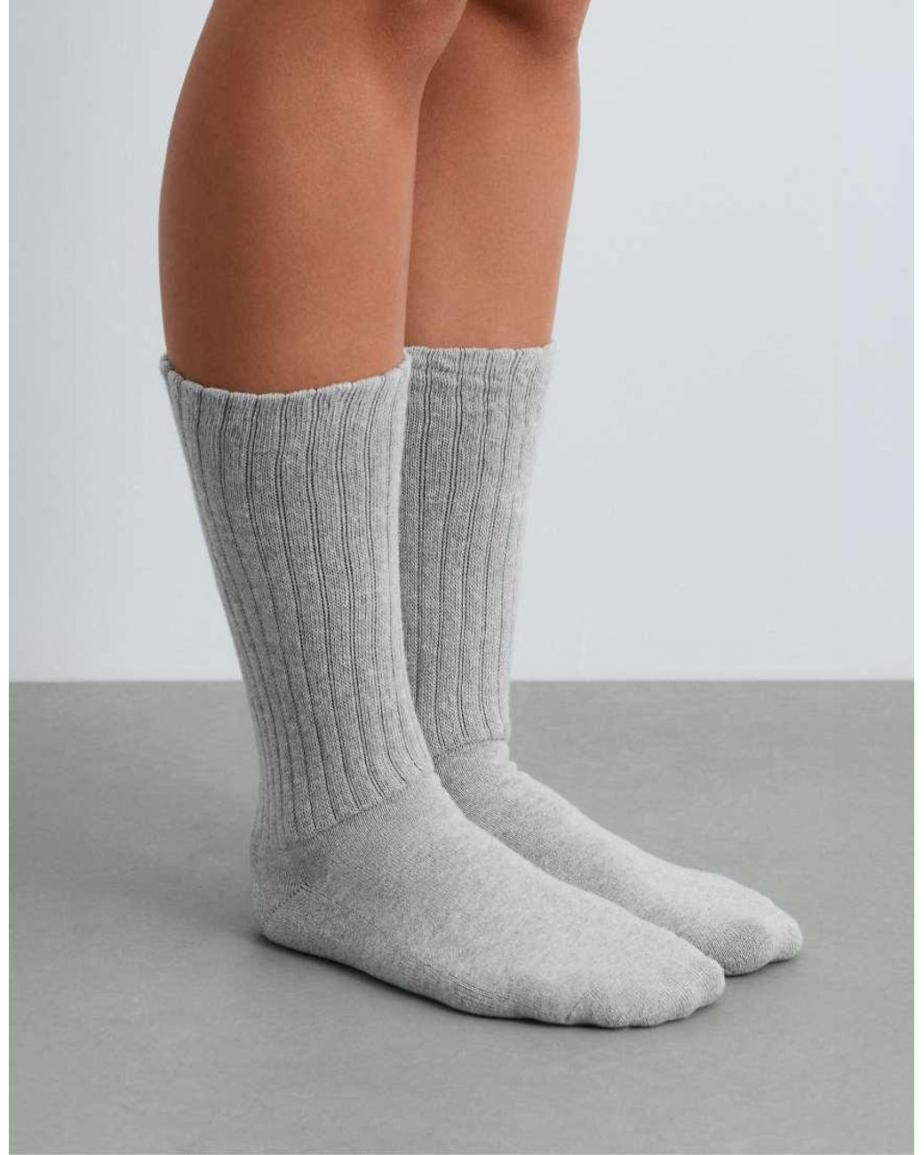 Oysho White Classic Cotton-blend Ribbed Socks