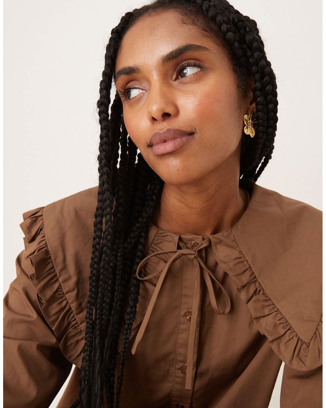 Glamorous Brown Button Up Smock Mini Dress