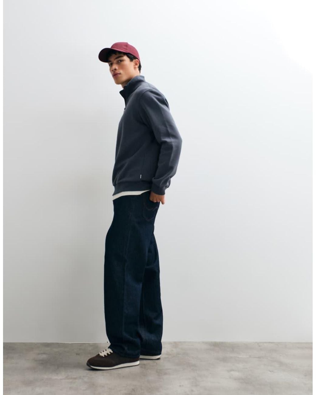 Jack & Jones Blue Oversized 1/4 Zip Sweatshirt for men