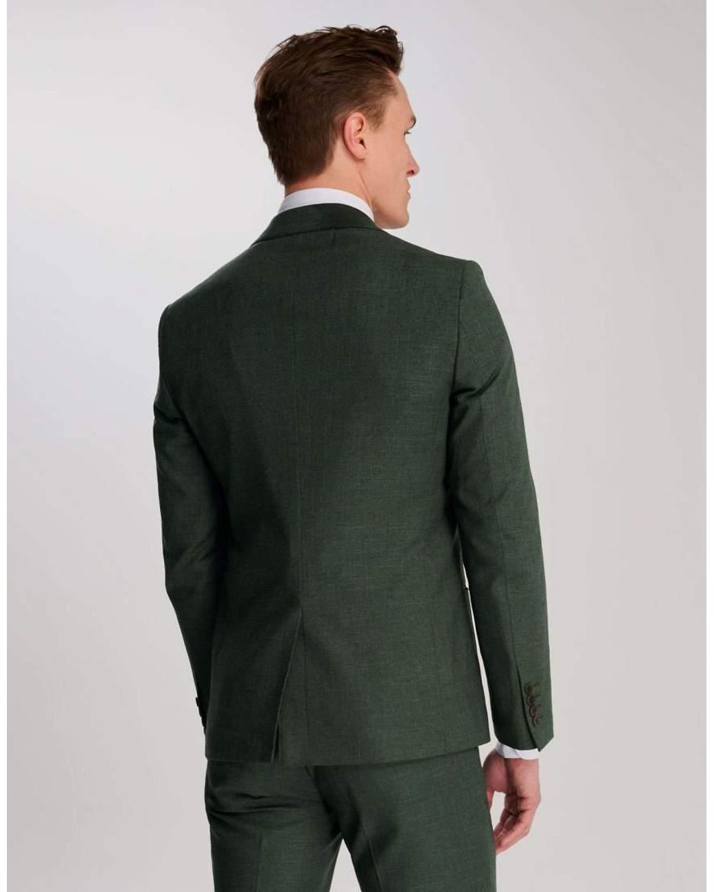 Harry Brown Green Sandro Slim Fit Linen Look Suit Jacket for men