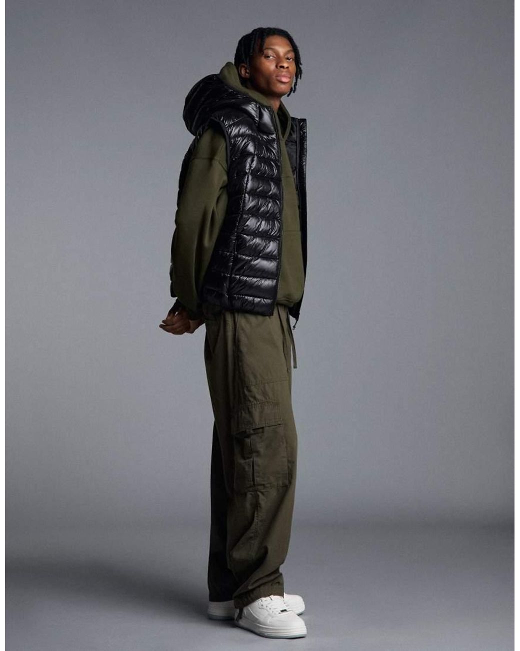Bershka Gray Ultralight Quilted Gilet for men