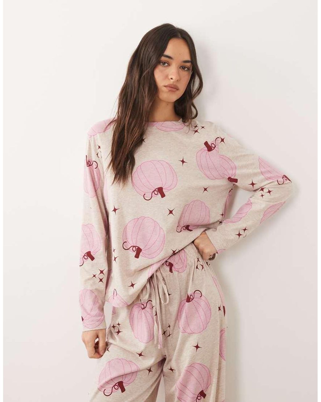 ASOS Pink Long Sleeve Pyjama Set