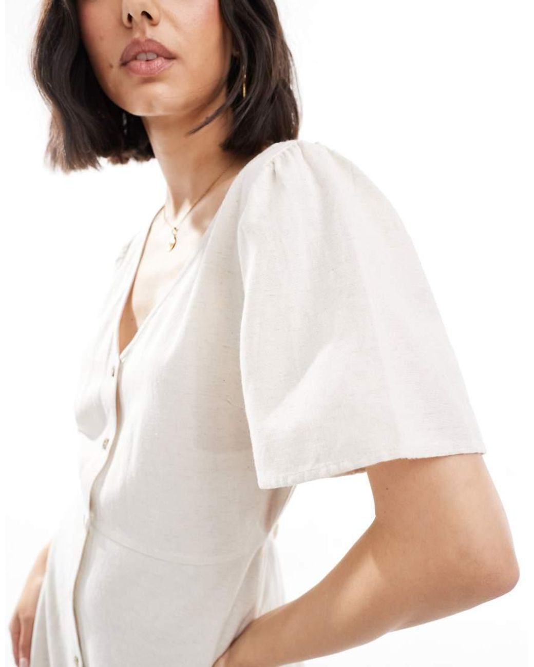 ONLY White Linen Blend Mini Dress