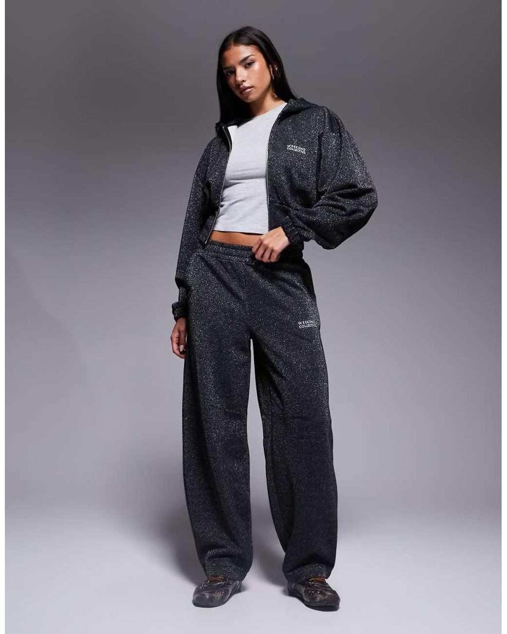 ASOS Blue Weekend Collective Co-ord Zip Through Hoodie With Metallic Thread