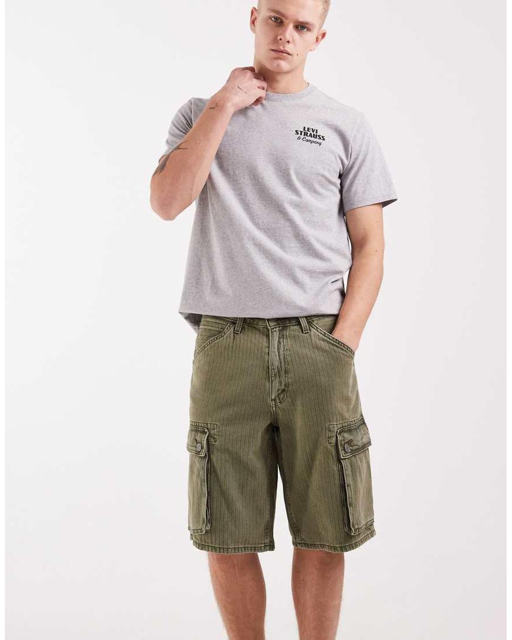 Levi's Pink 478 Baggy Cargo Denim Shorts for men