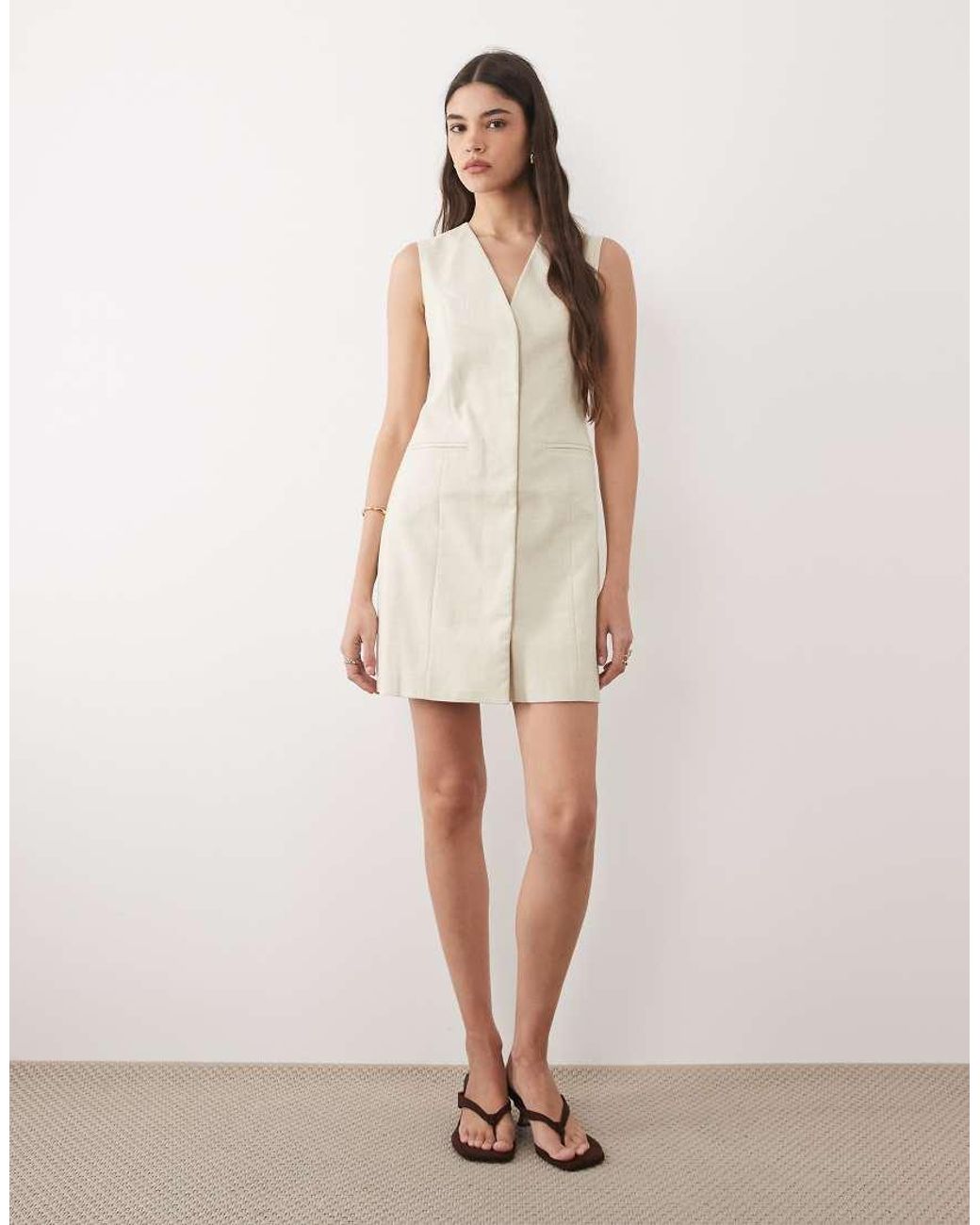 Nobody's Child Natural Sleeveless Smooth Front Tailored Mini Dress
