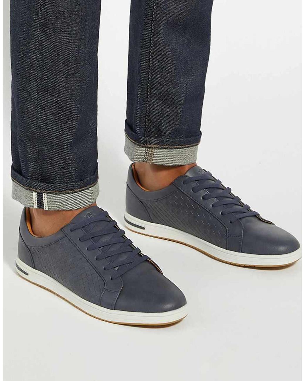 Dune Blue Tezzy Weave Trainers for men