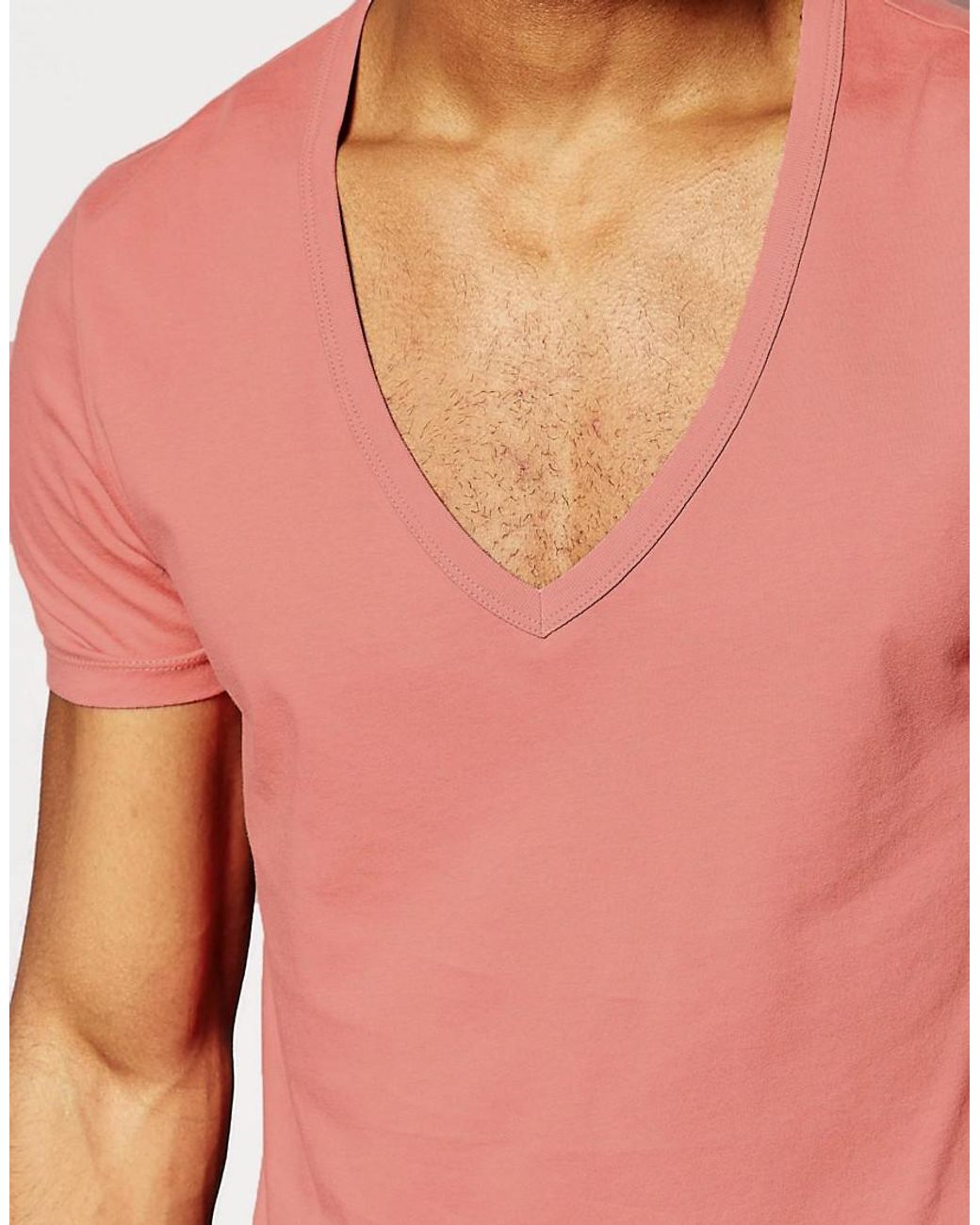 pink v neck t shirt mens