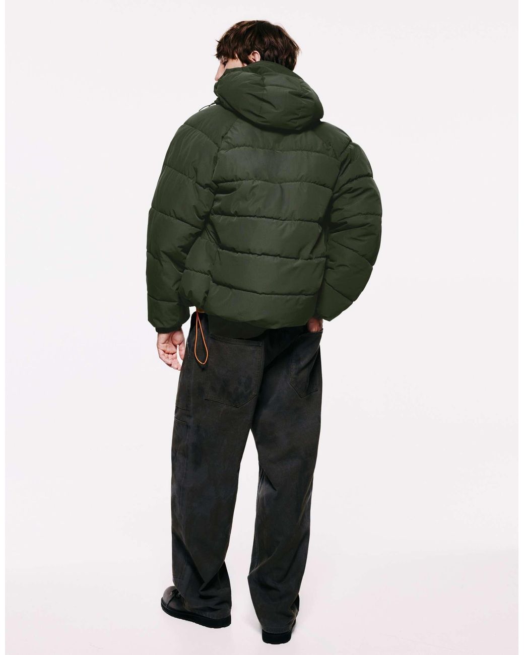 Pull&Bear Steppjacke mit kapuze in Green für Herren