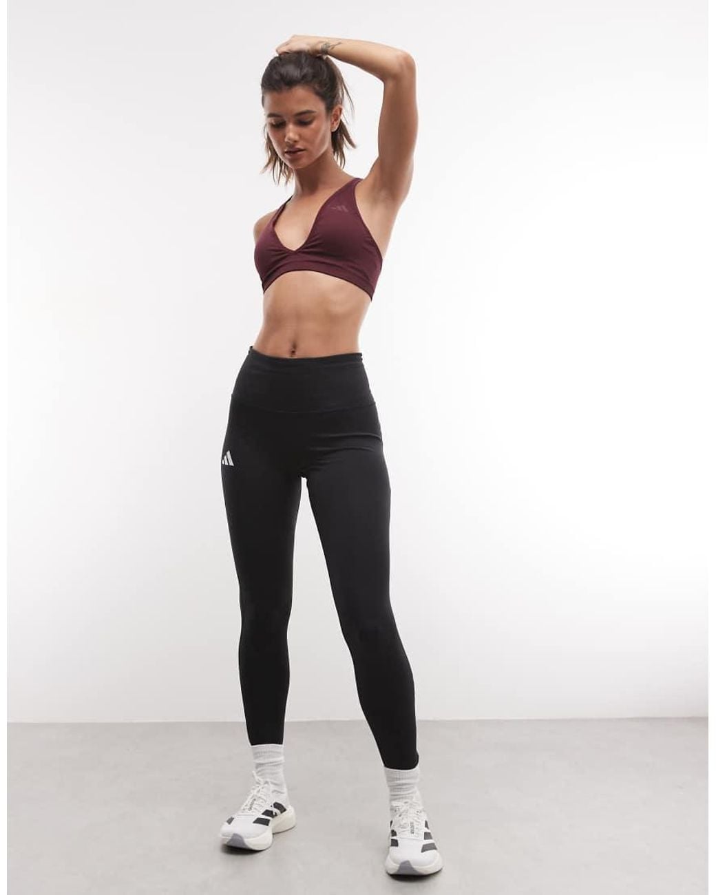 Adidas Originals Brown Adidas Training Workout Essentials Scrunch Light Support Sports Bra