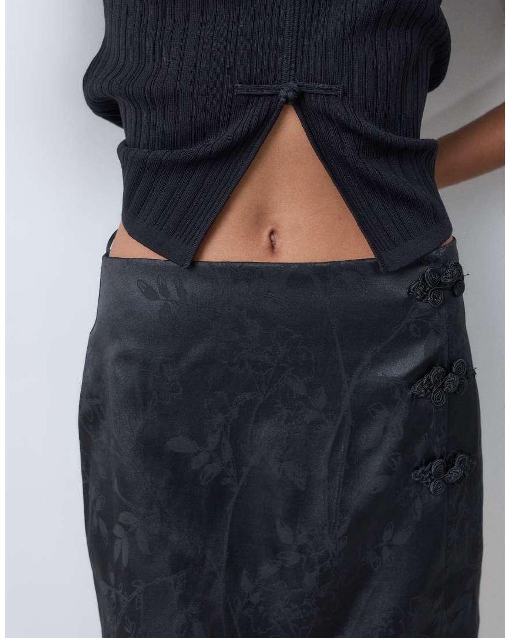 New Look Blue Satin Jacquard Mini Skirt