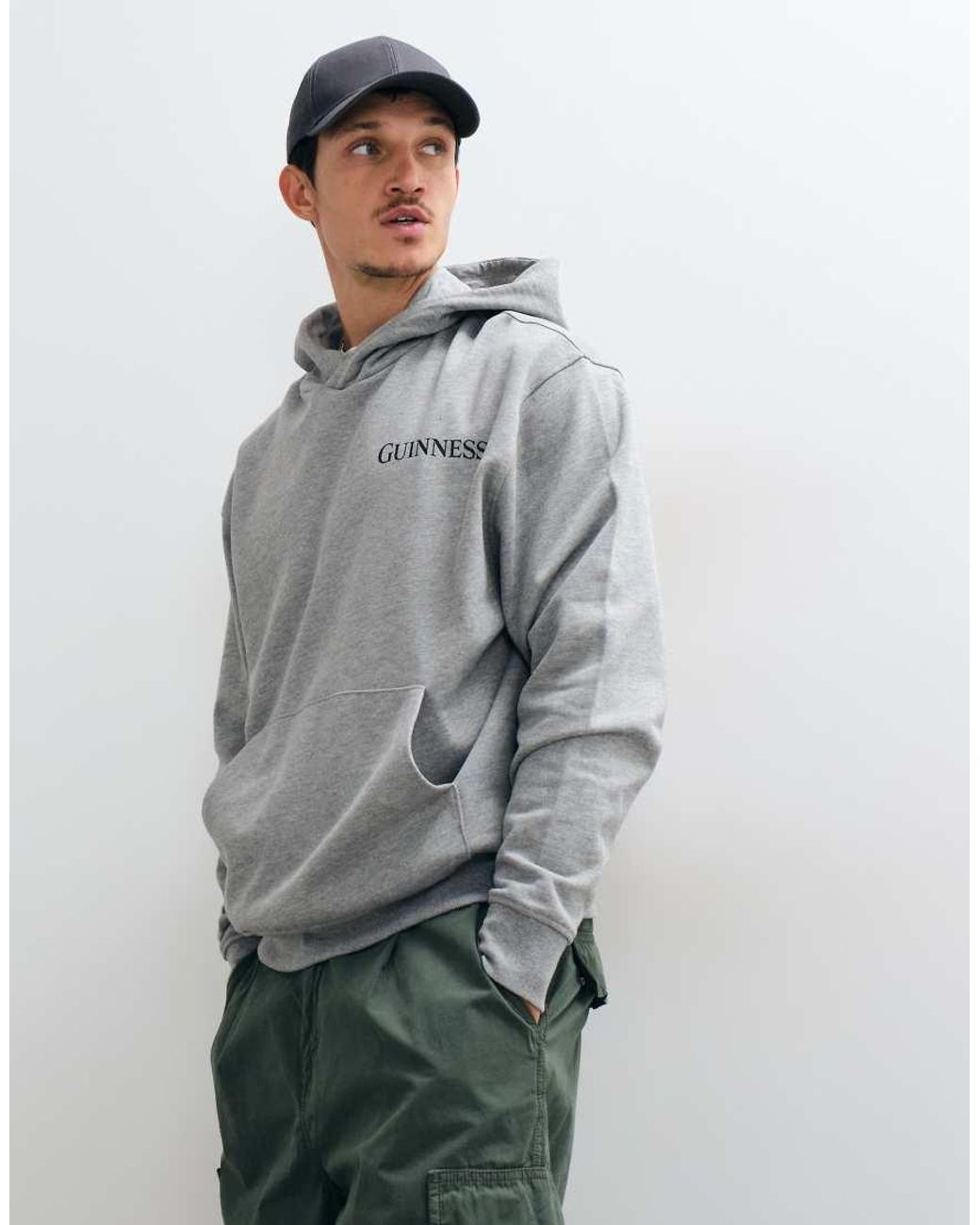 ASOS Gray Relaxed Hoodie With Guinness Print for men