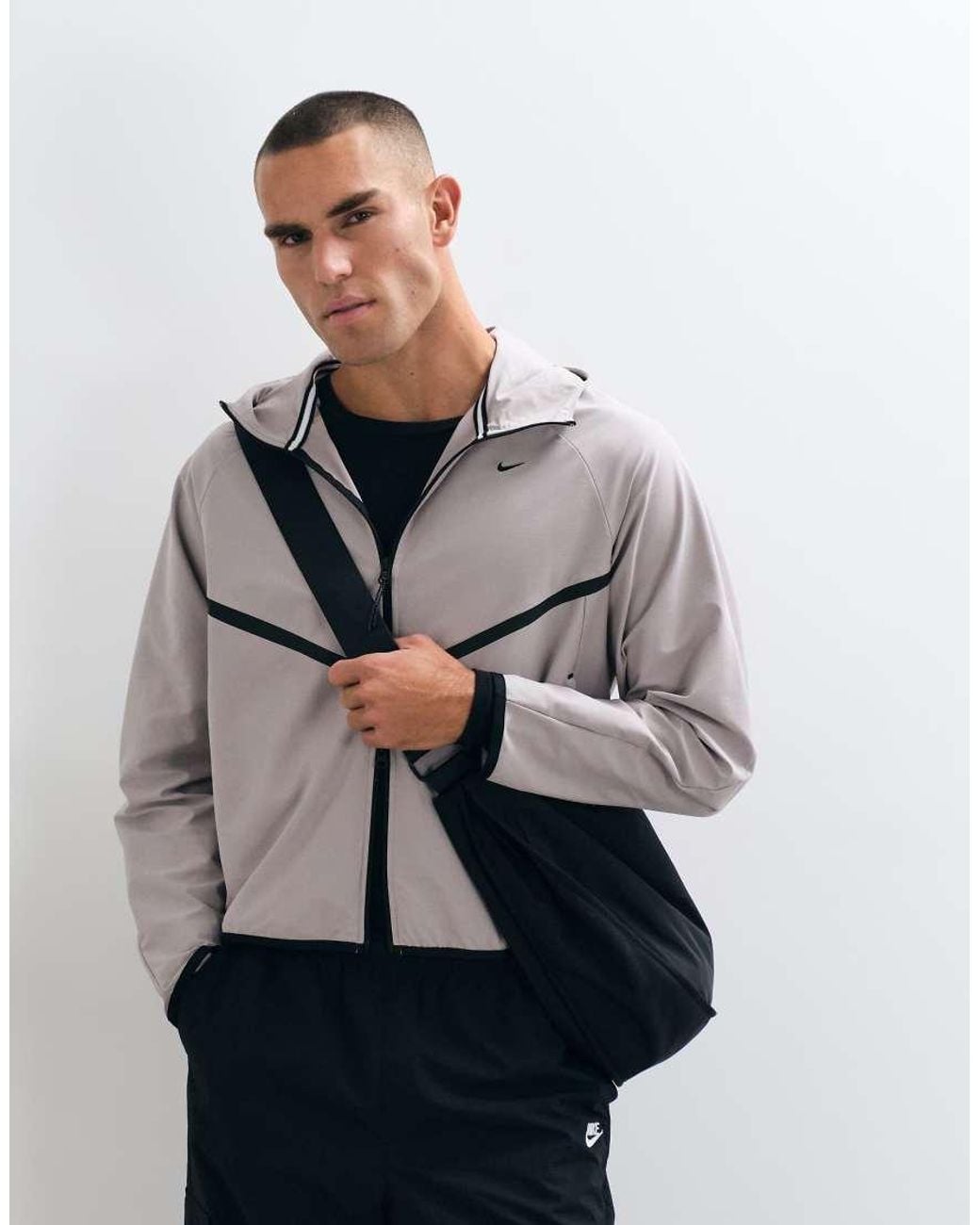 Nike Gray Tech Shori Knitted Windrunner Full Zip Jacket for men