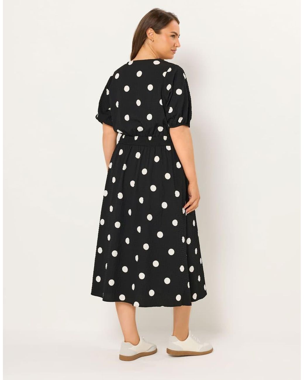 Yours Clothing Black Polka Dot Smock Dress