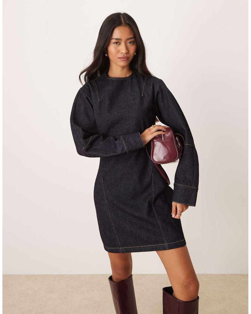 Calvin Klein Blue Structured Denim Mini Dress