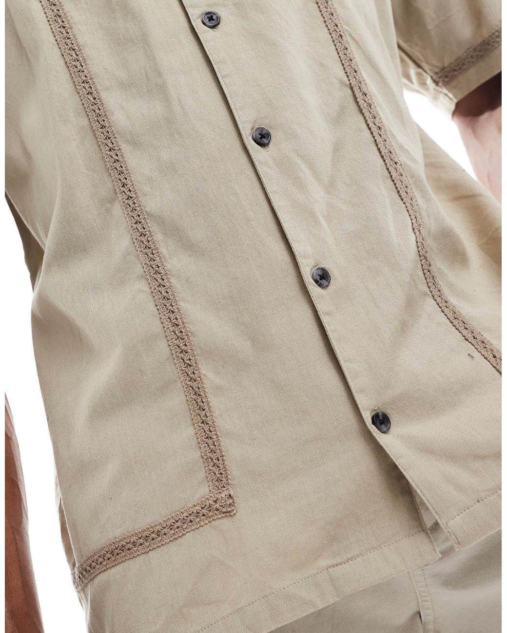 Threadbare – kurzärmliges baumwoll-hemd in Natural für Herren