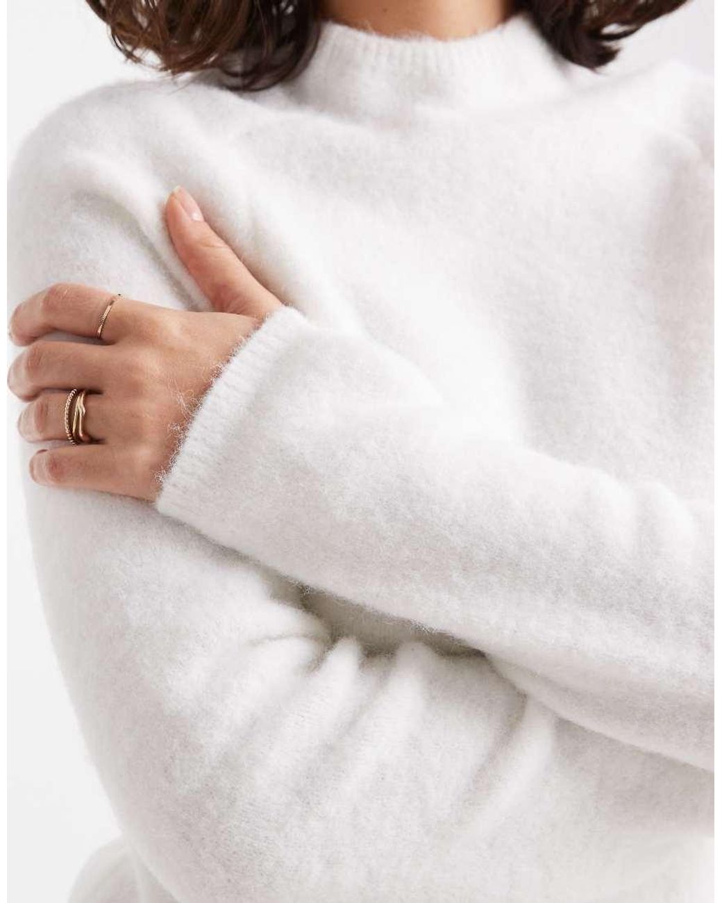 ASOS White Fluffy Neat Fit Raglan Jumper