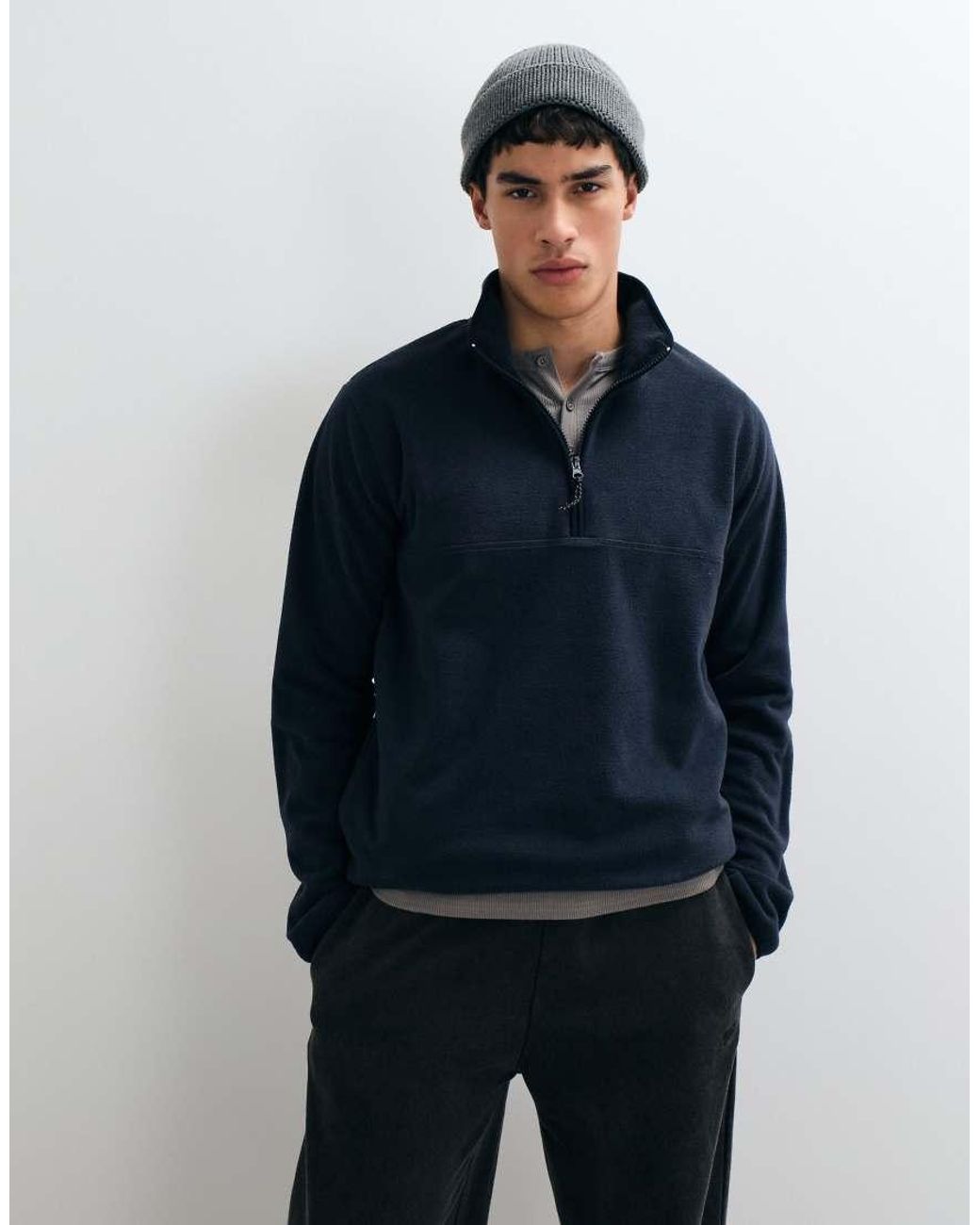 ASOS Blue Quarter Zip Fleece for men