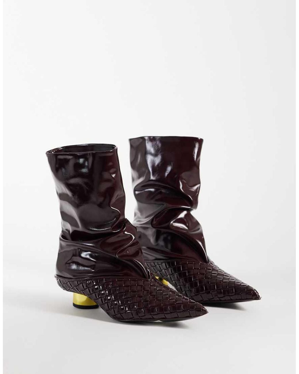 JW PEI Brown Nerissa Woven Pointed Heeled Ankle Boots