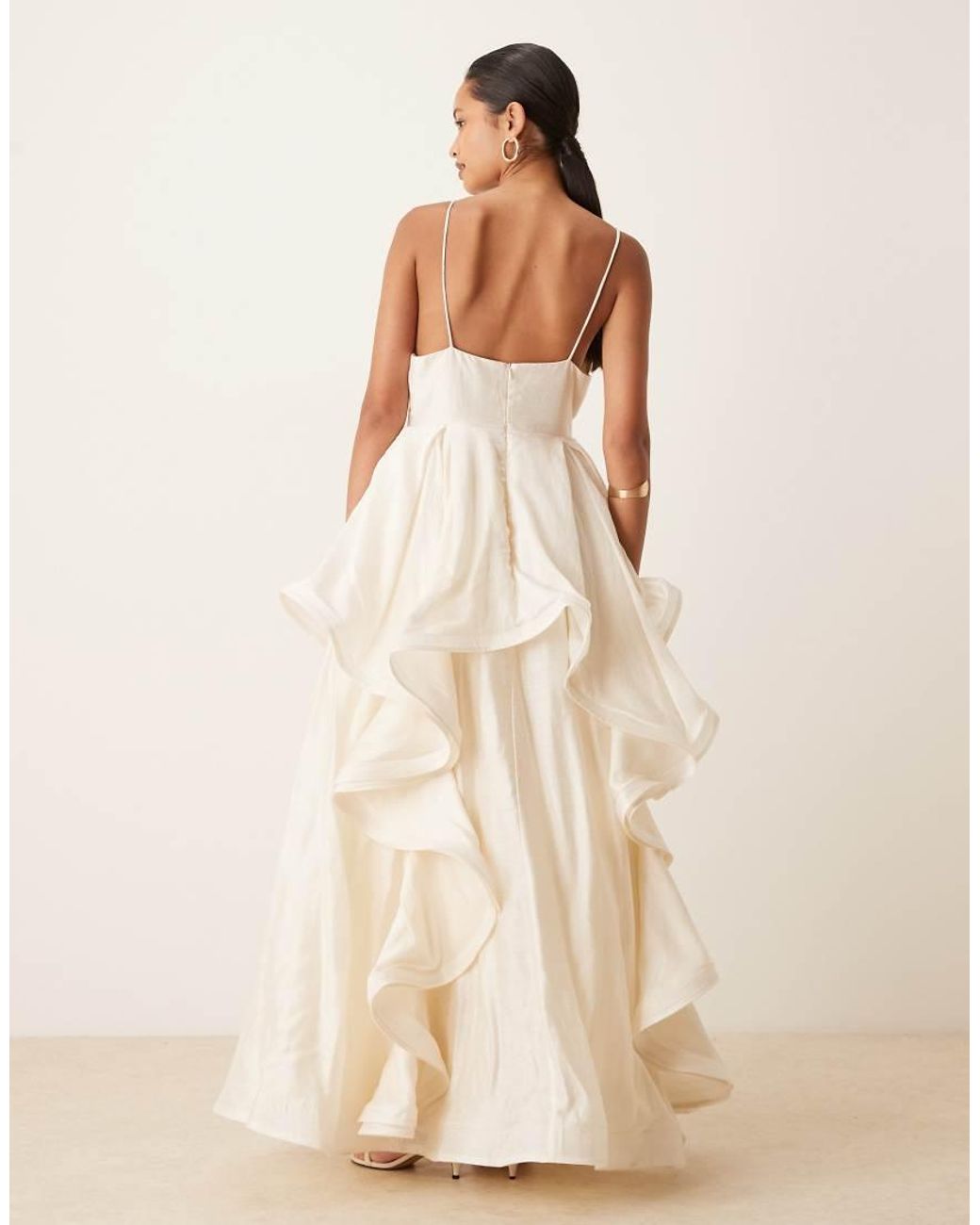 True Decadence Natural Plunge Front Maxi Dress