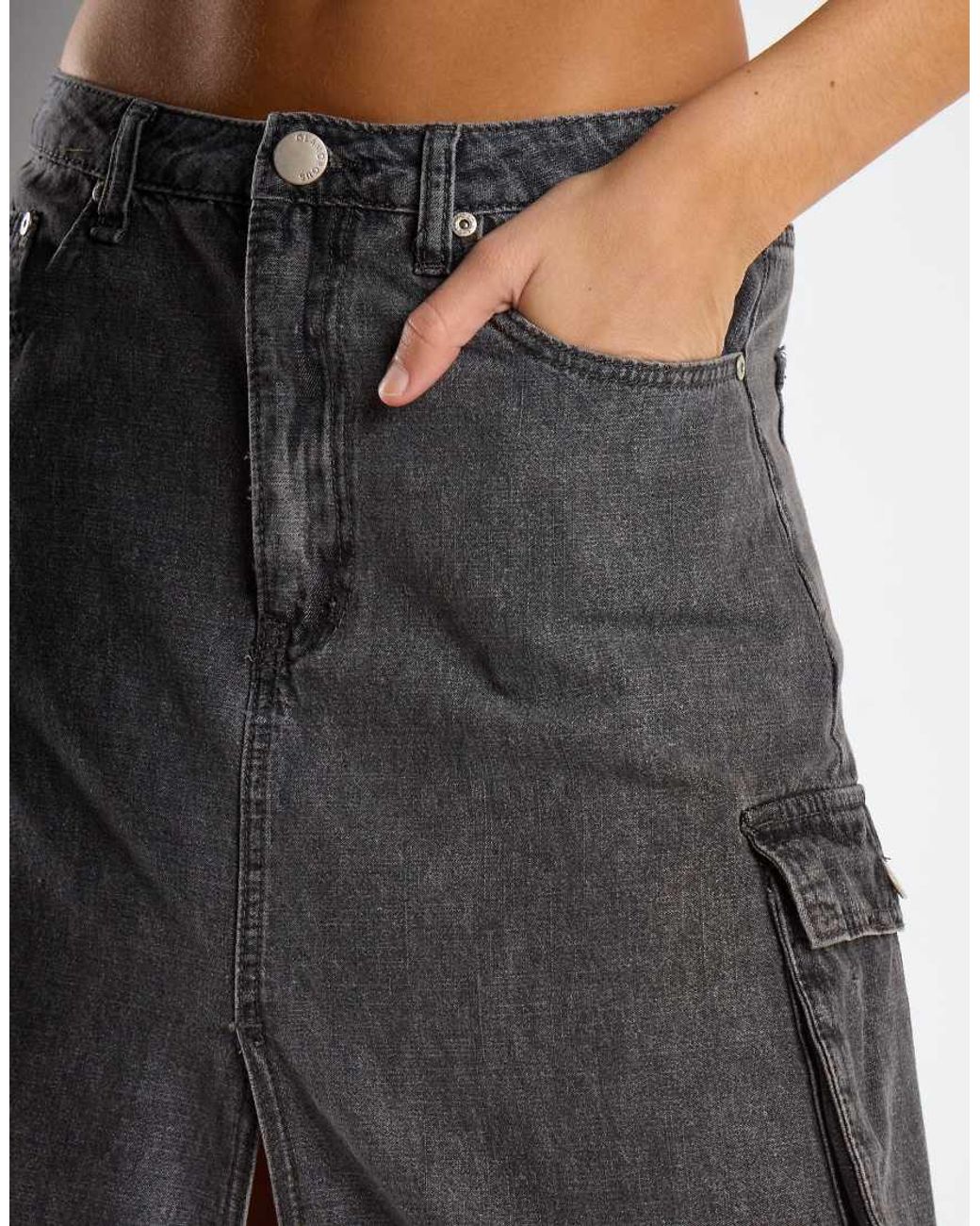Glamorous Gray Denim Maxi Skirt
