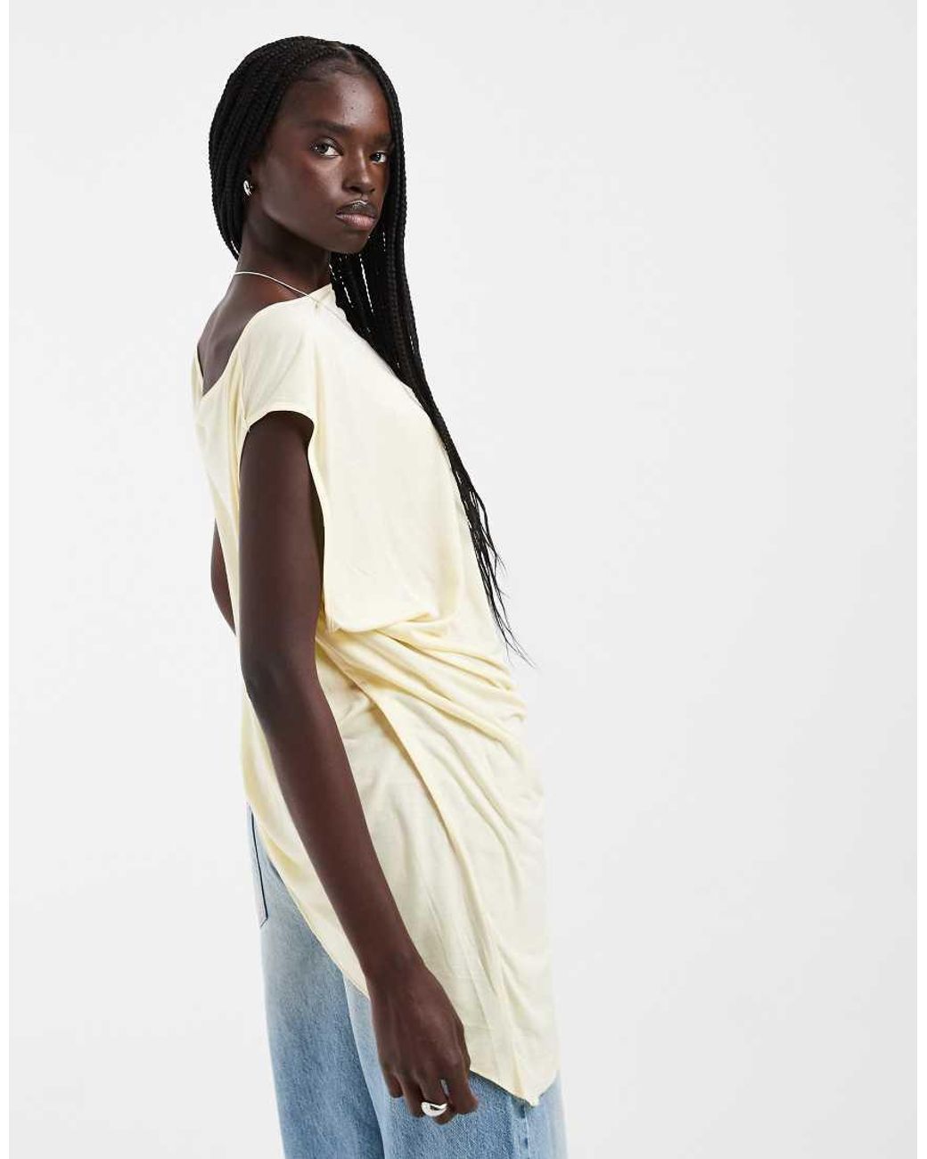ASOS Natural Drapey Asymmetric Longline Sleeveless Top