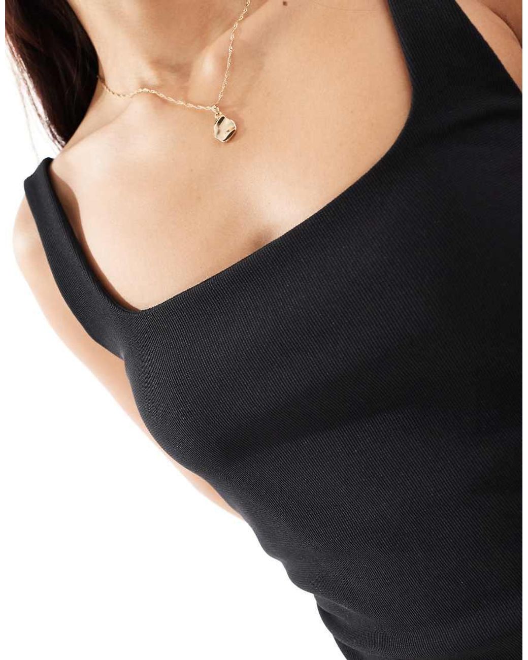 Stradivarius Black Square Neck Cami Top