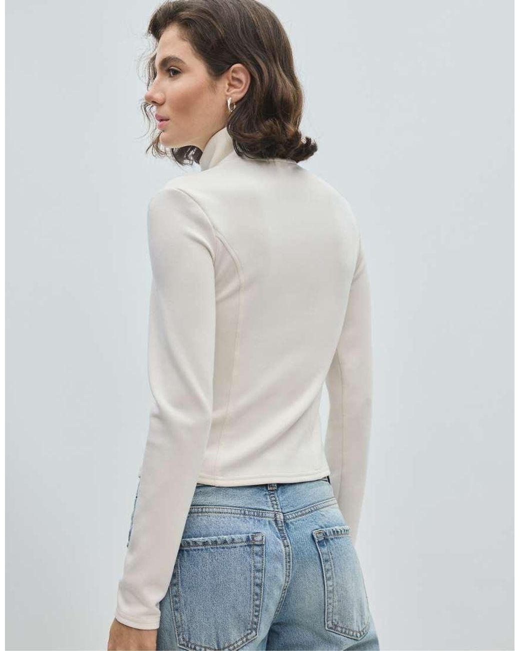 Stradivarius Blue Fitted Zip-up Sweatshirt