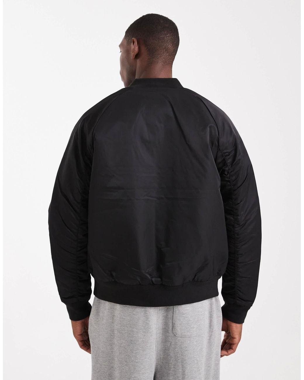Jack & Jones Black Bomber With Contrast Lining for men
