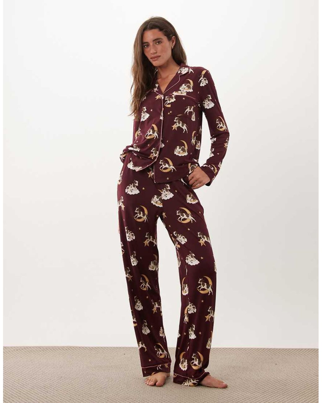 Chelsea Peers Red Super Soft Button-up Pyjama Set