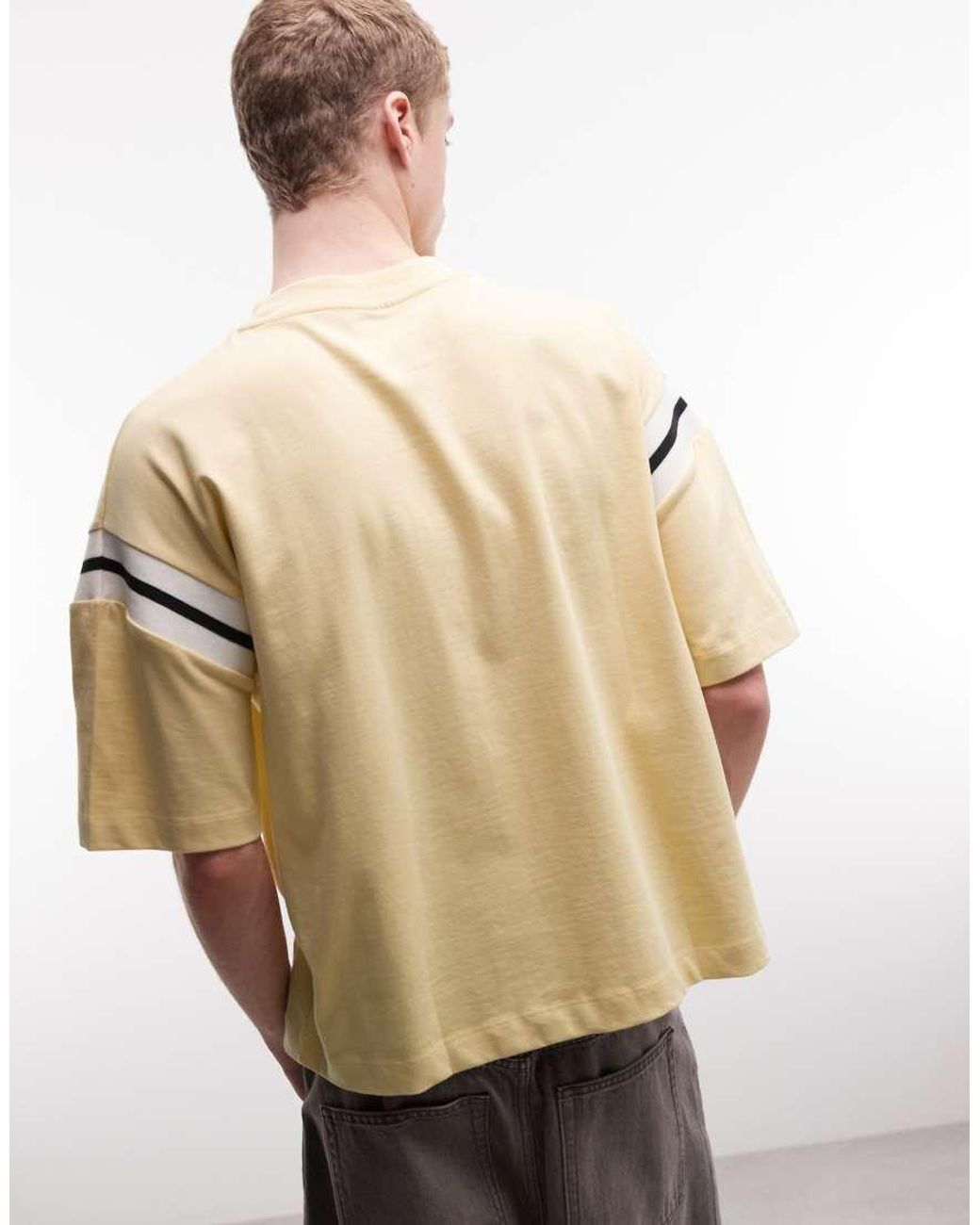 ASOS Natural Boxy Oversized T-shirt With Embroidered Detailing for men