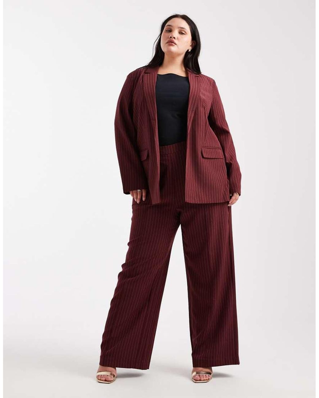 Pieces Plus Red Pieces Curve Tailo Blazer Co-ord