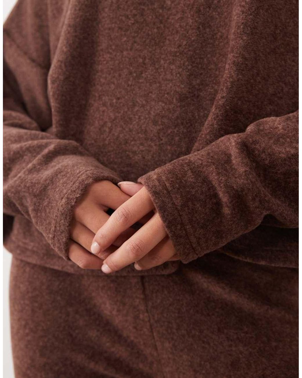 ASOS Brown Lounge Mix & Match Lightweight Fleece Long Sleeve Slouch Top