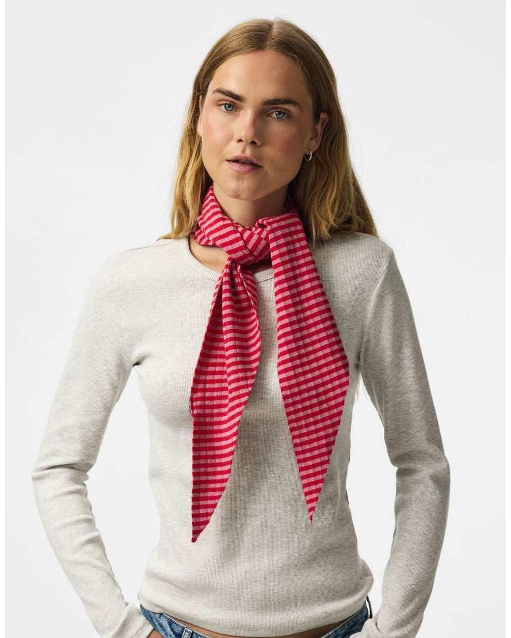 Alberte Bufanda A Rayas Rosa Pieces de color Red