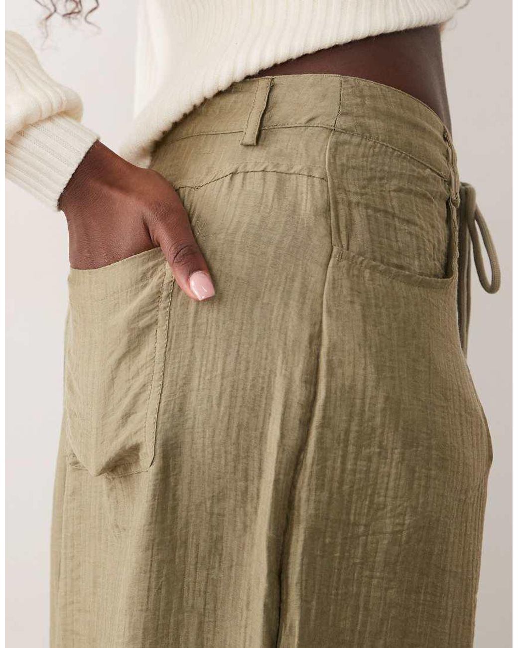 ASOS Green Textured Drawstring Waist Balloon Trouser