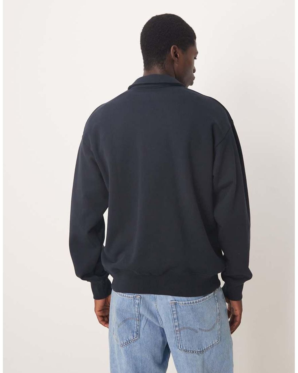 ARKET Blue Half Zip Lightweight Sweatshirt With Polo Collar for men