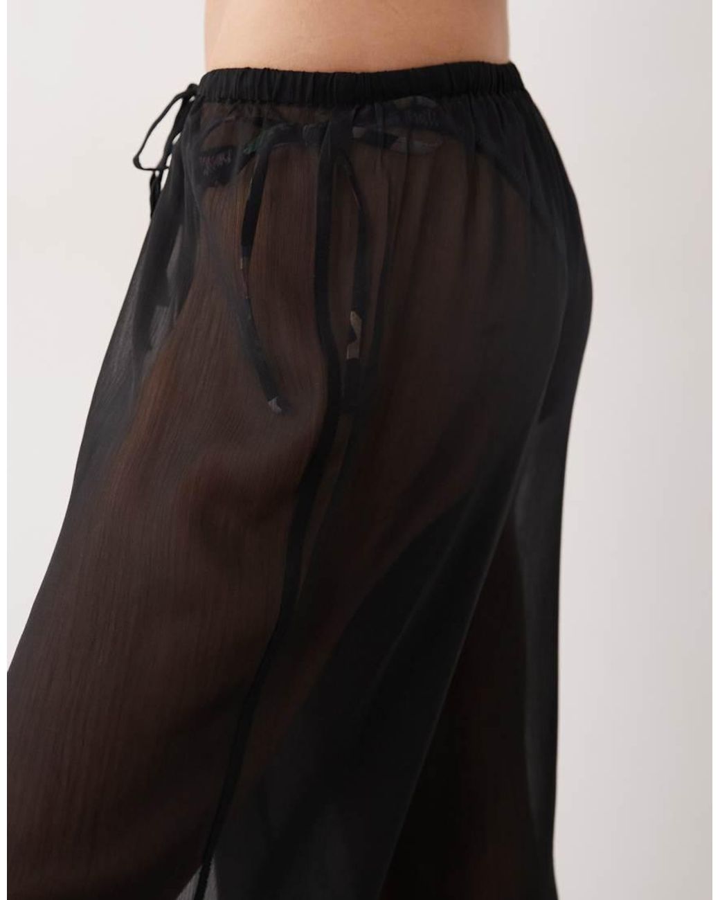 ASOS Black Sheer Wide Leg Beach Trouser